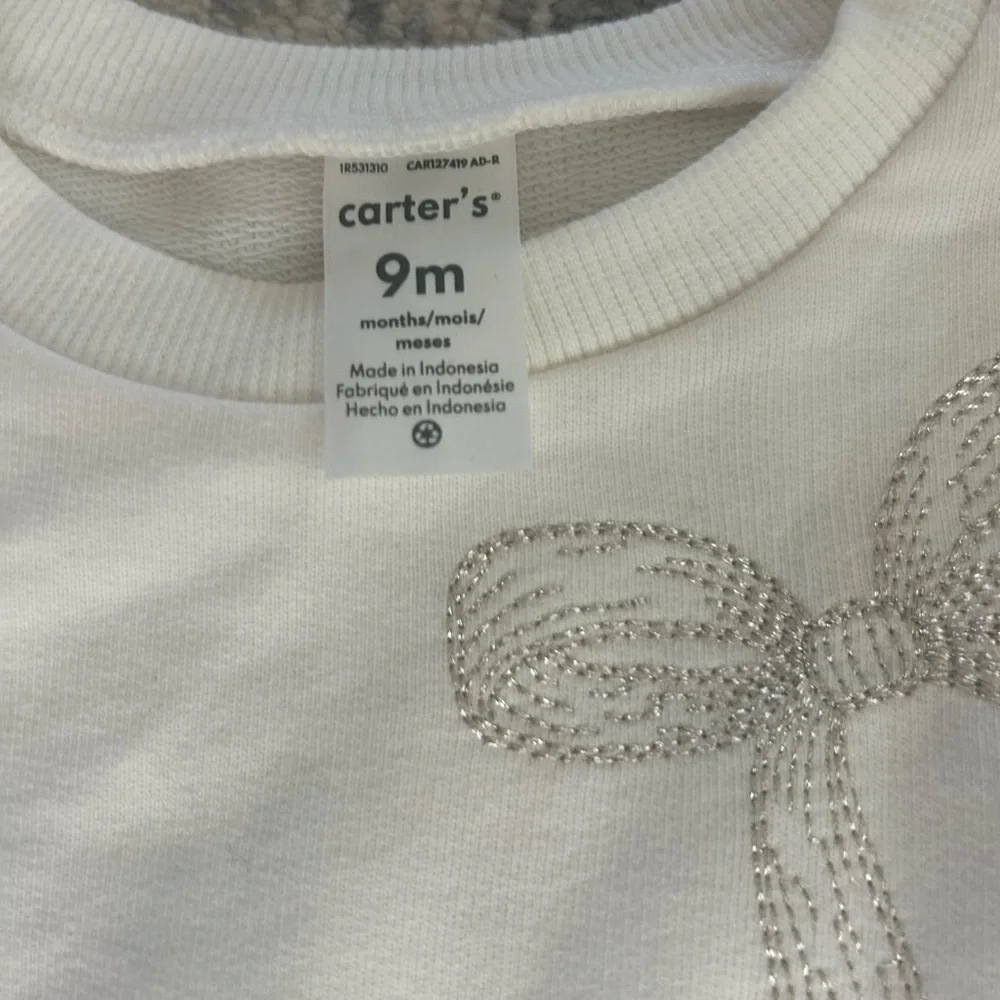 NWT Carter’s Baby 2-Piece Bow Print Sweatshirt & Skirt Dress- Size 9M